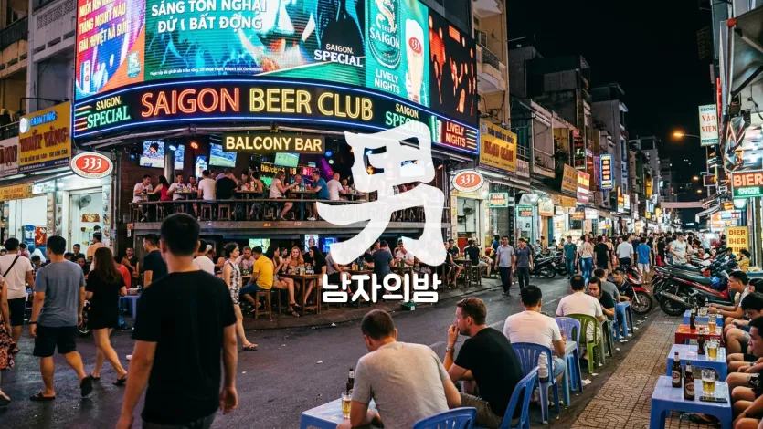 부이비엔 거리 대형 LED 클럽 외관 보라 네온 레이저