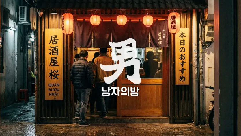 레탄톤 일본인 거리 이자카야 붉은 등불 노렌 가게 앞 야경