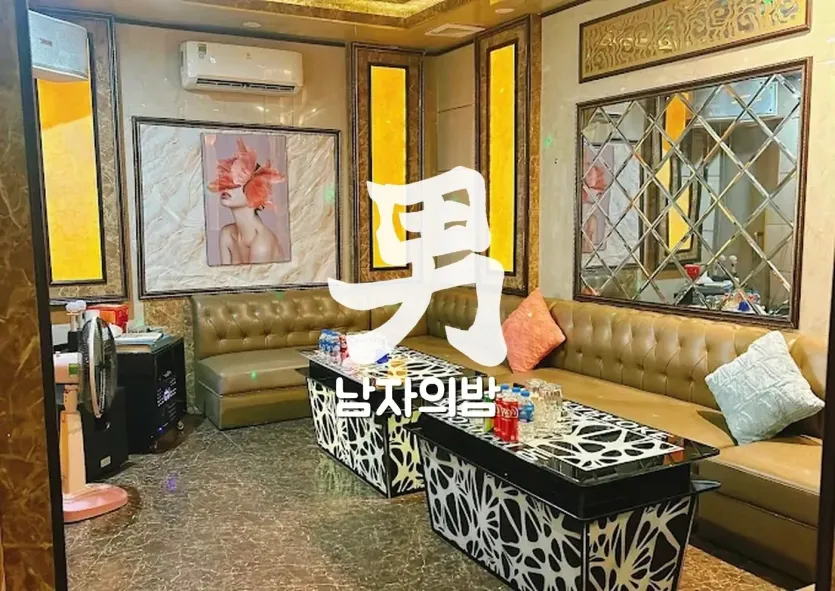 하노이 궁 가라오케 소파가 아늑하게 놓인 프라이빗 룸 내부